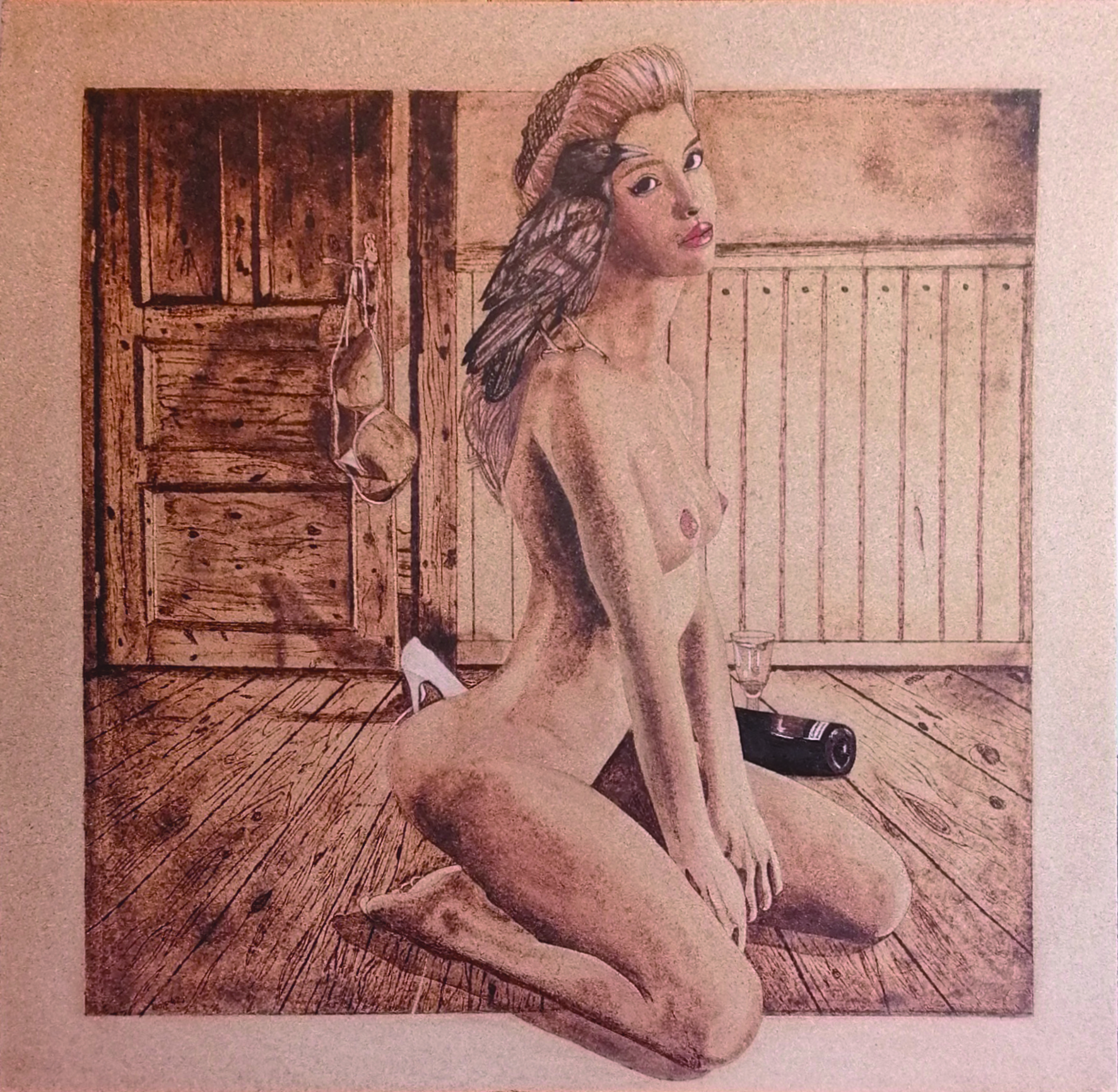 Hexenwerk No. 3 – Morgan le Fay: mythisch-feminine Pyrographie auf Holz mit magischer Anmutung; von Ralph D. Woop